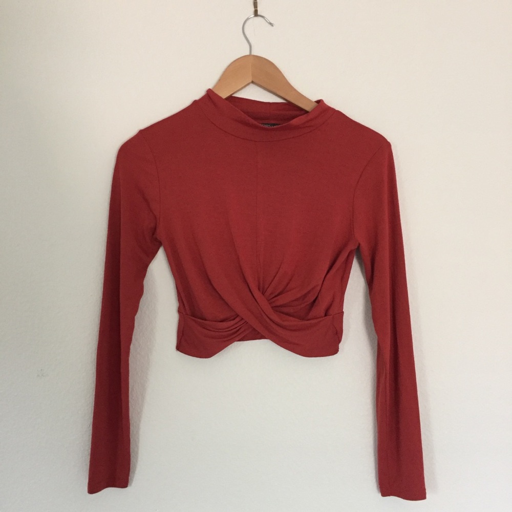 Top shop Burnt Orange long sleeve crop top